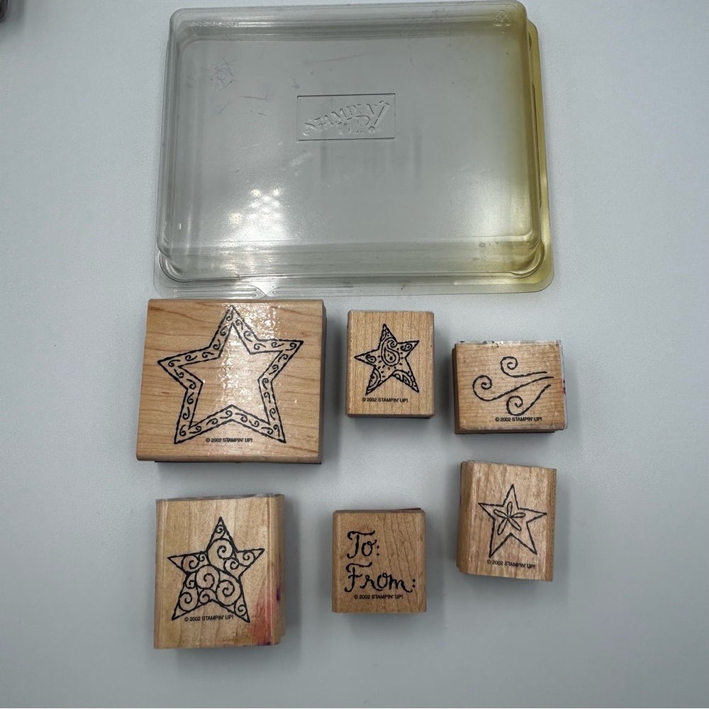 Stampin' Up! Holiday Mounted Rubber Stamp Sets Tree Trimmings Stars To: From: - Picture 5 of 12